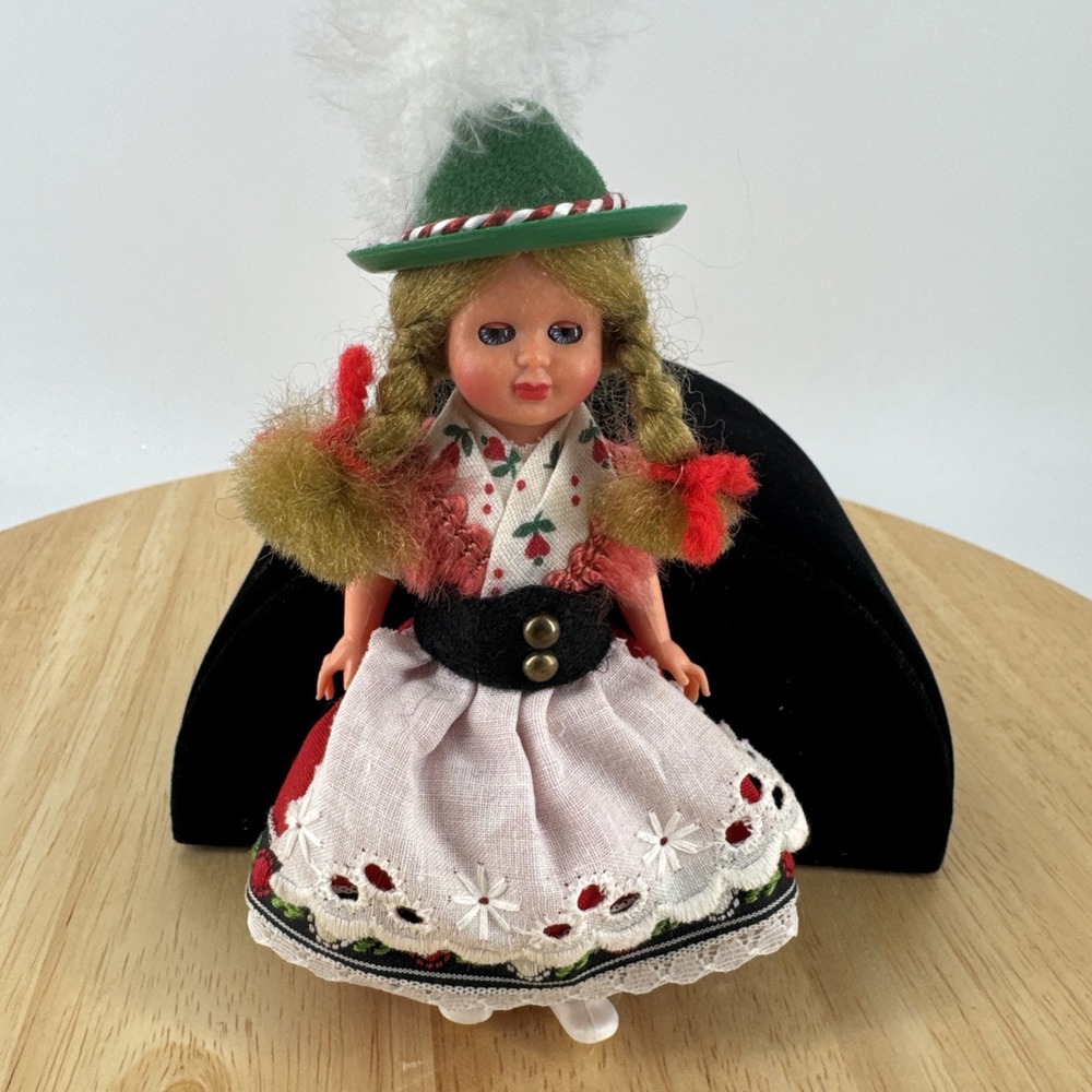 German Bayern Doll 5" Tall Blonde Open Close Blue Eyes Traditional Dress Vintage